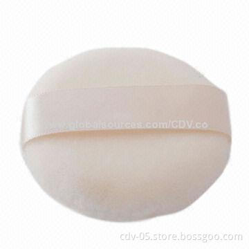 Powder puff, made of cotton and silk ribbon, customized sizes, colors are accepted